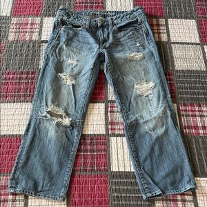 American Eagle Boy Fit Distressed Crop Jeans